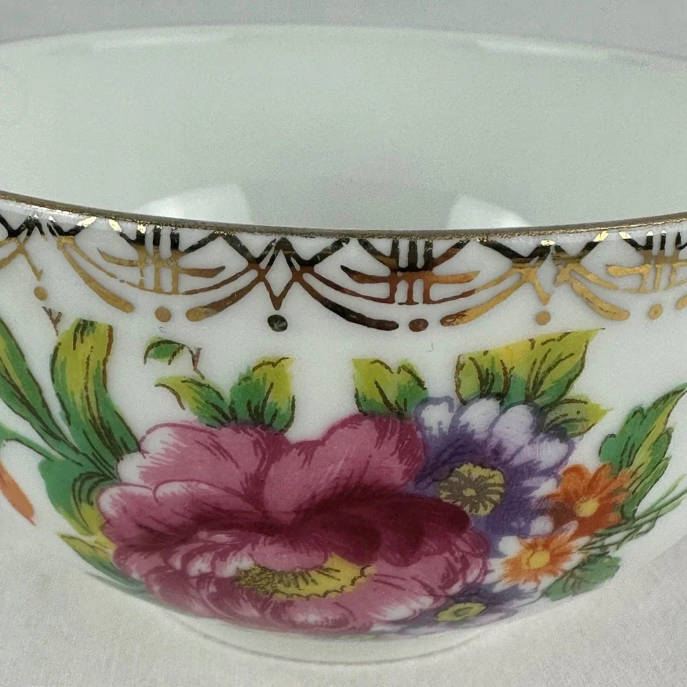 Vintage Noritake Porcelain Snack Set Pink Cabbage Rose Morimura